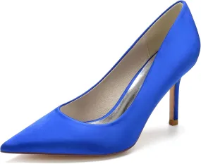 FufoneUS Wedding Bridal Shoes Women's Stiletto High Heel Dress Pumps Pointed Toe Evening Party Shoes,Blue,12