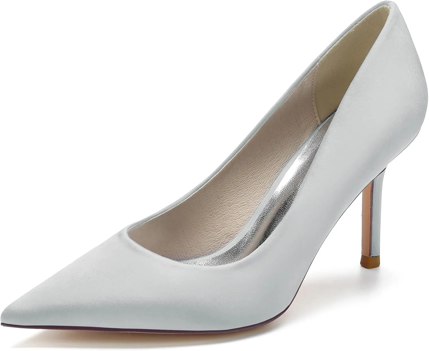 FufoneUS Wedding Bridal Shoes Women's Stiletto High Heel Dress Pumps Pointed Toe Evening Party Shoes,Silver,11