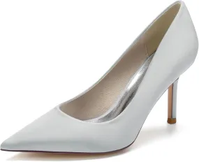 FufoneUS Wedding Bridal Shoes Women's Stiletto High Heel Dress Pumps Pointed Toe Evening Party Shoes,Silver,11