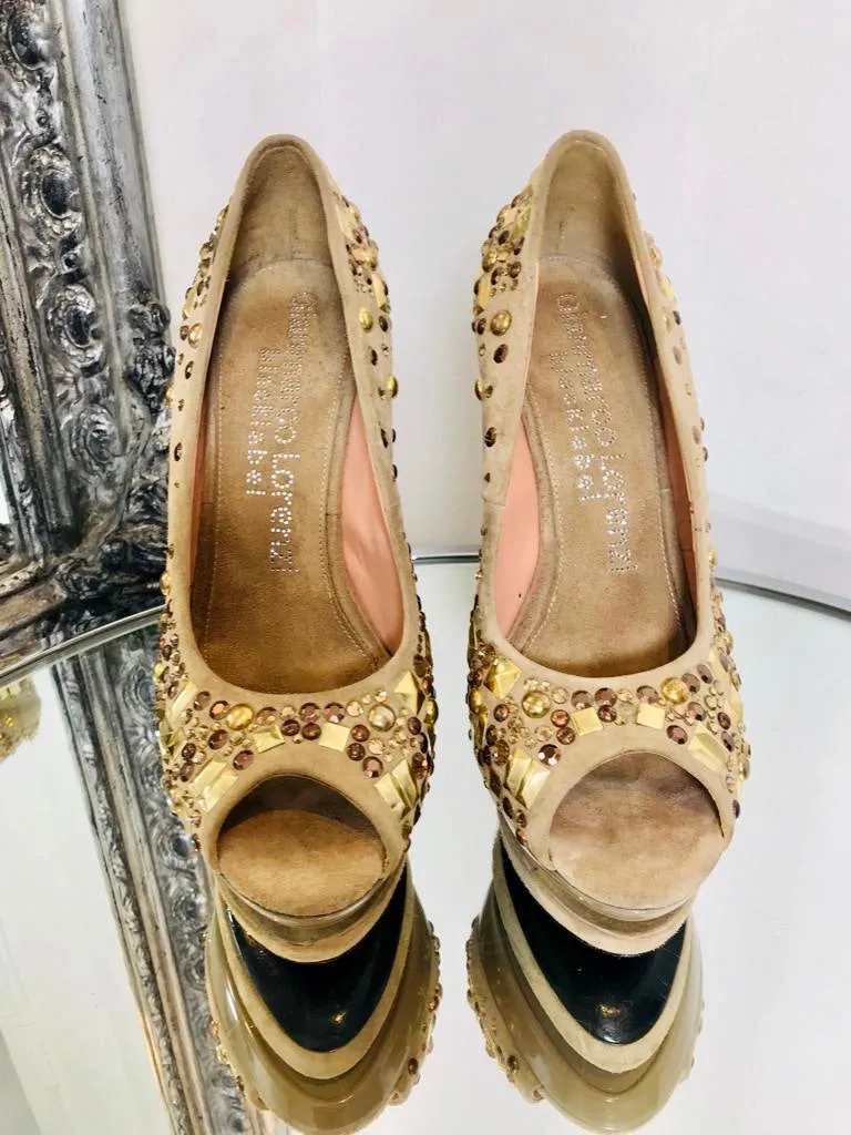 Gianmarco Lorenzi Crystal & Stud Wedges. Size 37