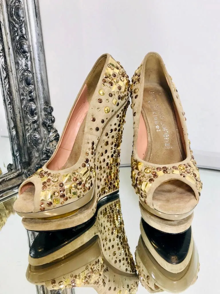 Gianmarco Lorenzi Crystal & Stud Wedges. Size 37