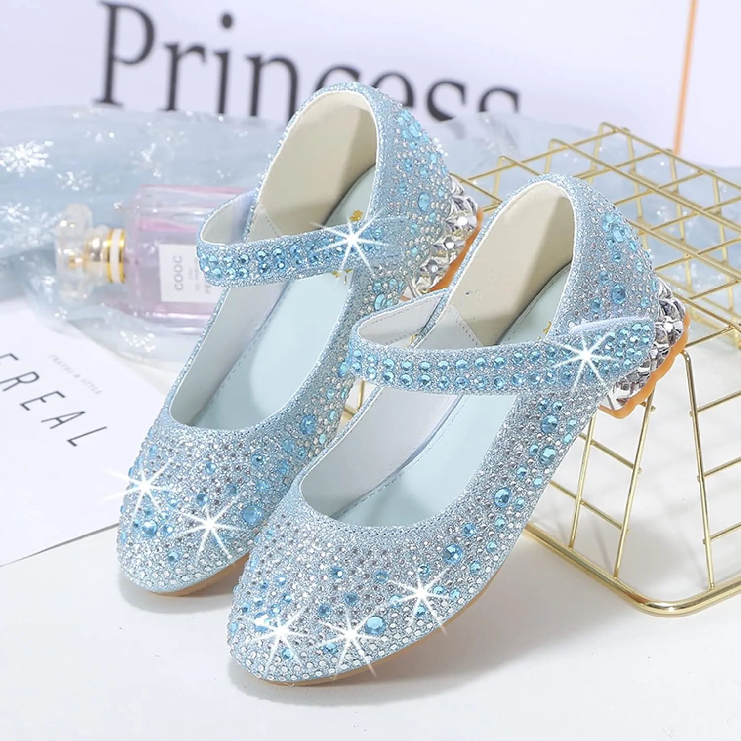 Girls Dress Shoes Wedding Party Flower Rhinestone Studded Princess Flats