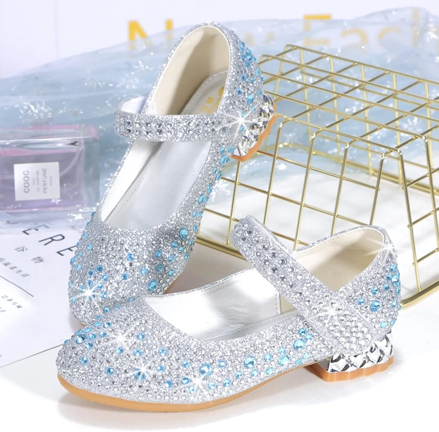 Girls Dress Shoes Wedding Party Flower Rhinestone Studded Princess Flats