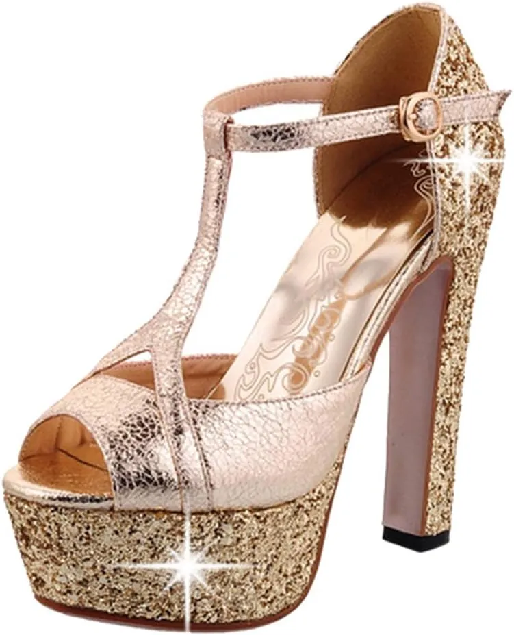Gracemee Women Fashion Sandals Block High Heels