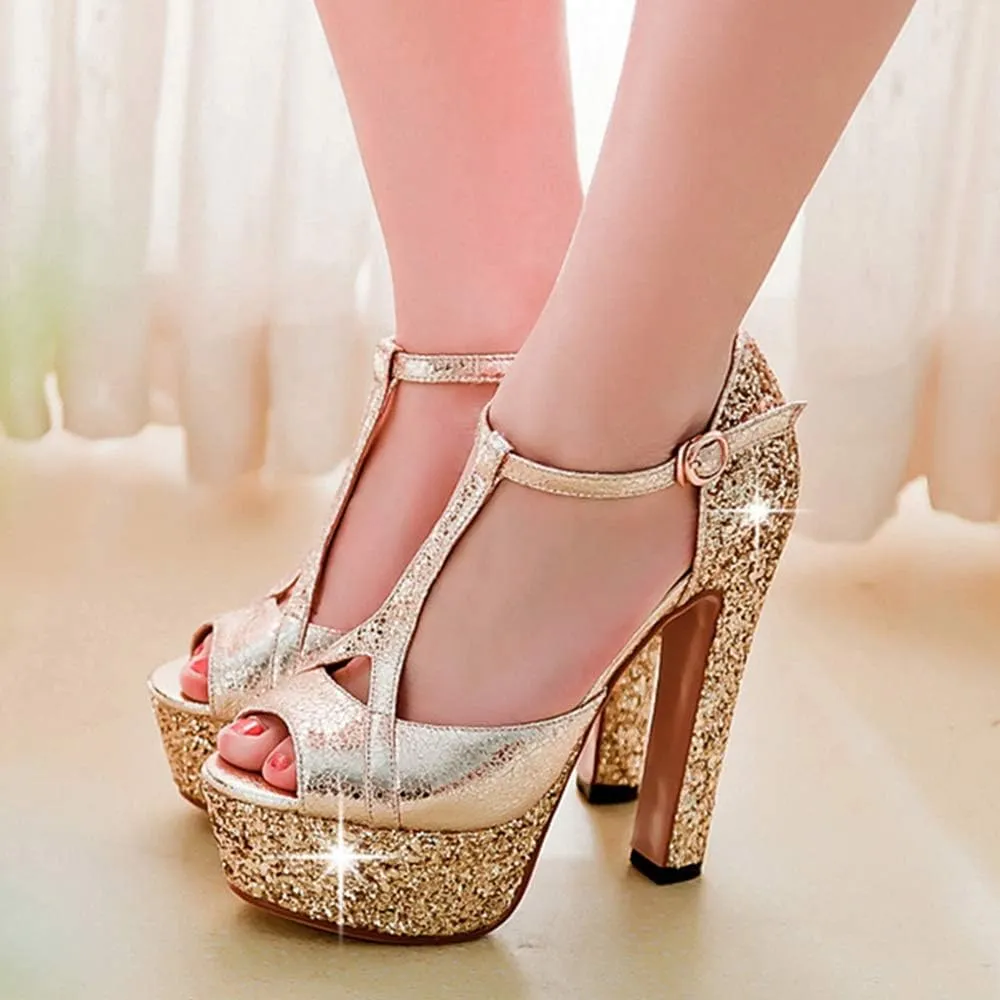 Gracemee Women Fashion Sandals Block High Heels