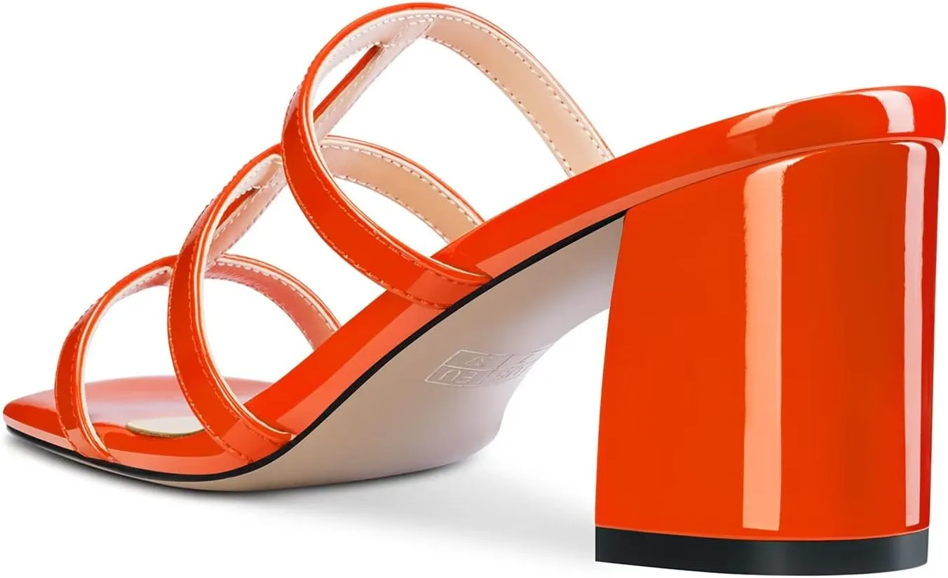 HEUIVZAR Women Chunky Block Mid Heel Peep Open Toe Mules Slip-on Slingback Party Gladiator 2.6 Inches Heels