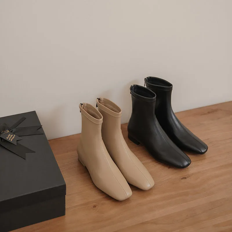 Indie Square Toe Nude Sock Ankle Boots