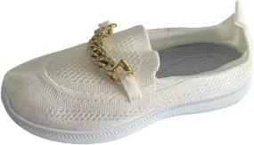Ladies Fashion Solid Color Breathable Mesh Metal Chain Decoration Comfortable Casual Sports Sneaker Water Wear Shoes