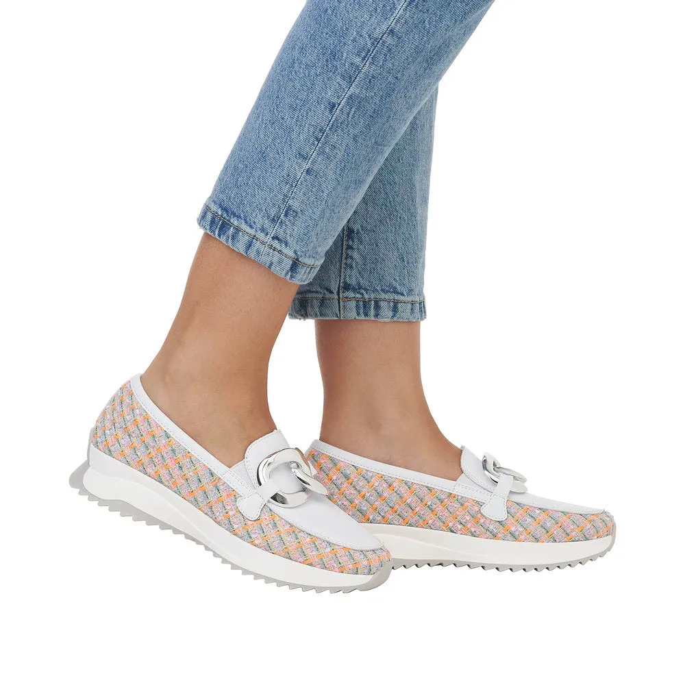 Ladies Rieker  Chunky Loafer White Multi Slip On W1303-90 sale