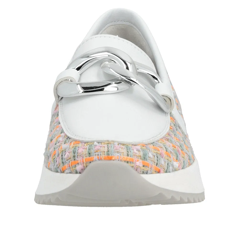 Ladies Rieker  Chunky Loafer White Multi Slip On W1303-90 sale