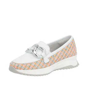Ladies Rieker  Chunky Loafer White Multi Slip On W1303-90 sale