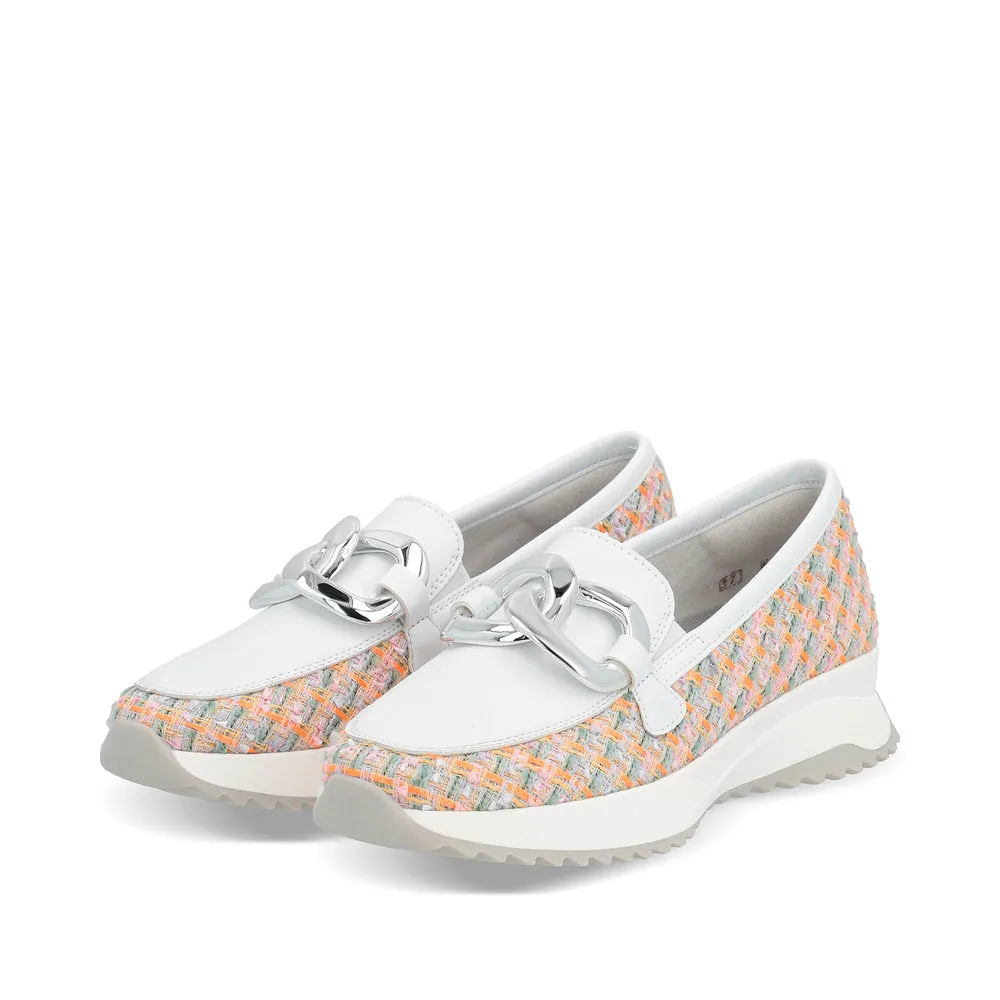 Ladies Rieker  Chunky Loafer White Multi Slip On W1303-90 sale