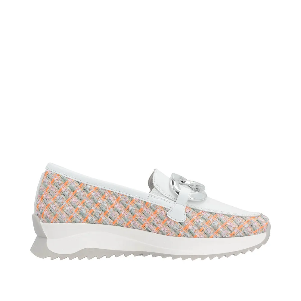 Ladies Rieker  Chunky Loafer White Multi Slip On W1303-90 sale
