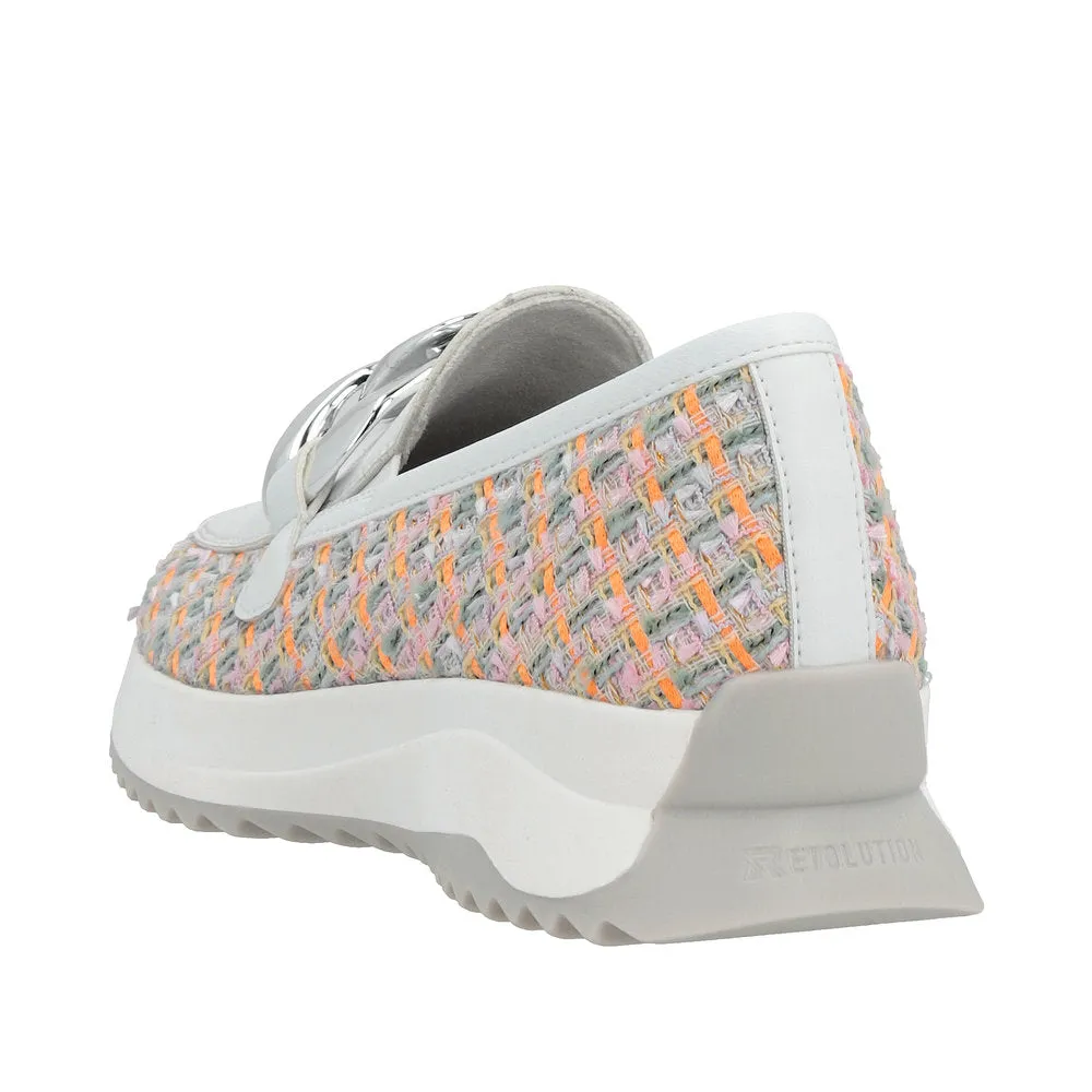 Ladies Rieker  Chunky Loafer White Multi Slip On W1303-90 sale