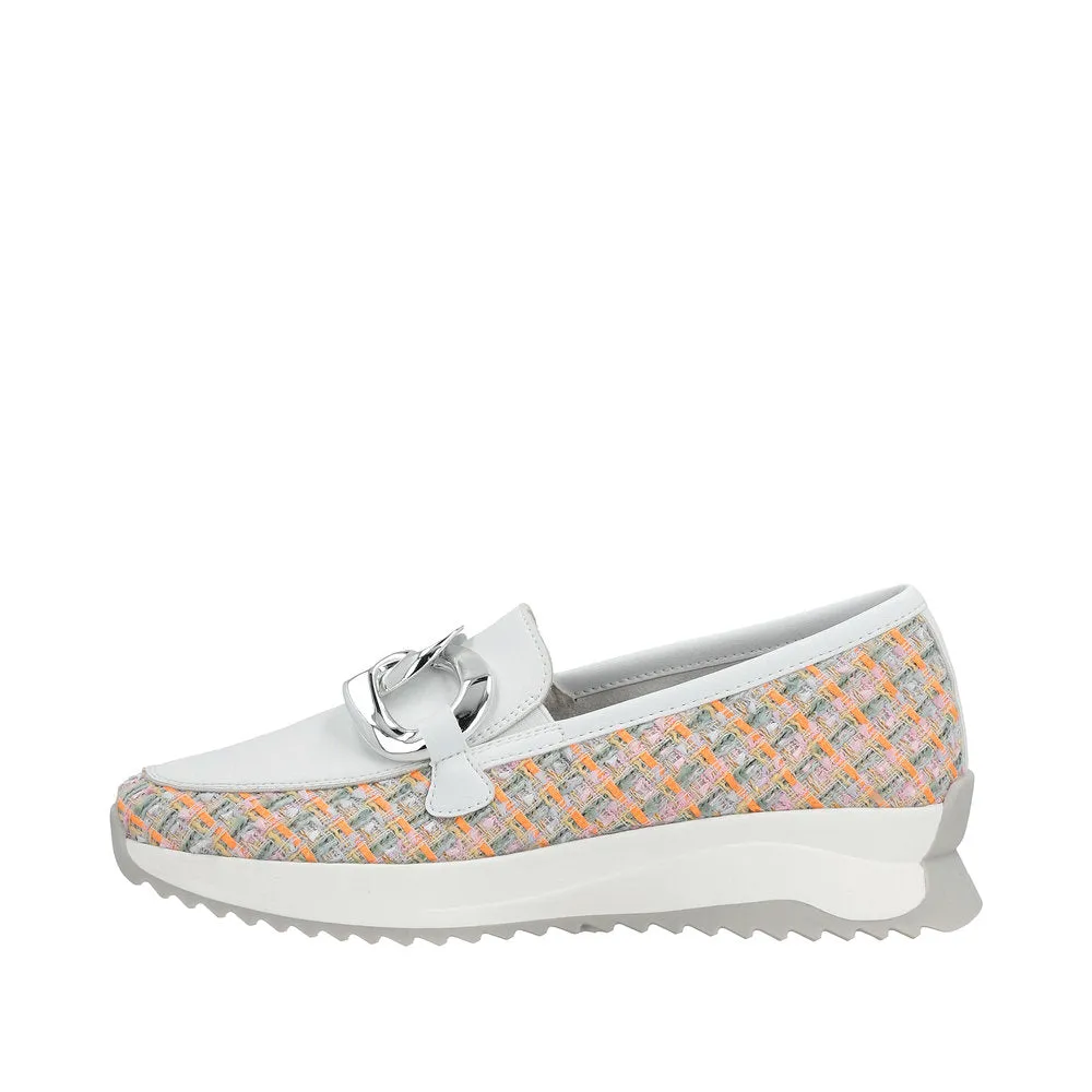 Ladies Rieker  Chunky Loafer White Multi Slip On W1303-90 sale