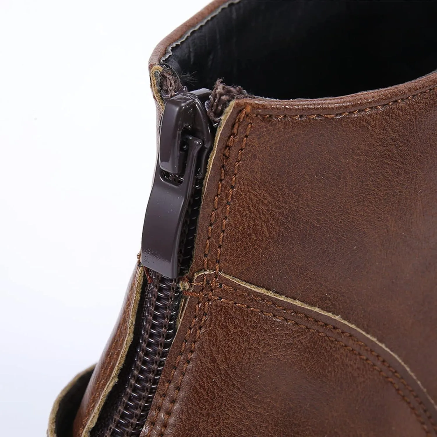 Leather Boots for Women Ankle Booties Fashion Pointed Toe Closed Toe Belt Buckle Back Zipper Stacked Heel Mid Heel Booties Winter Warm Casual Shoes