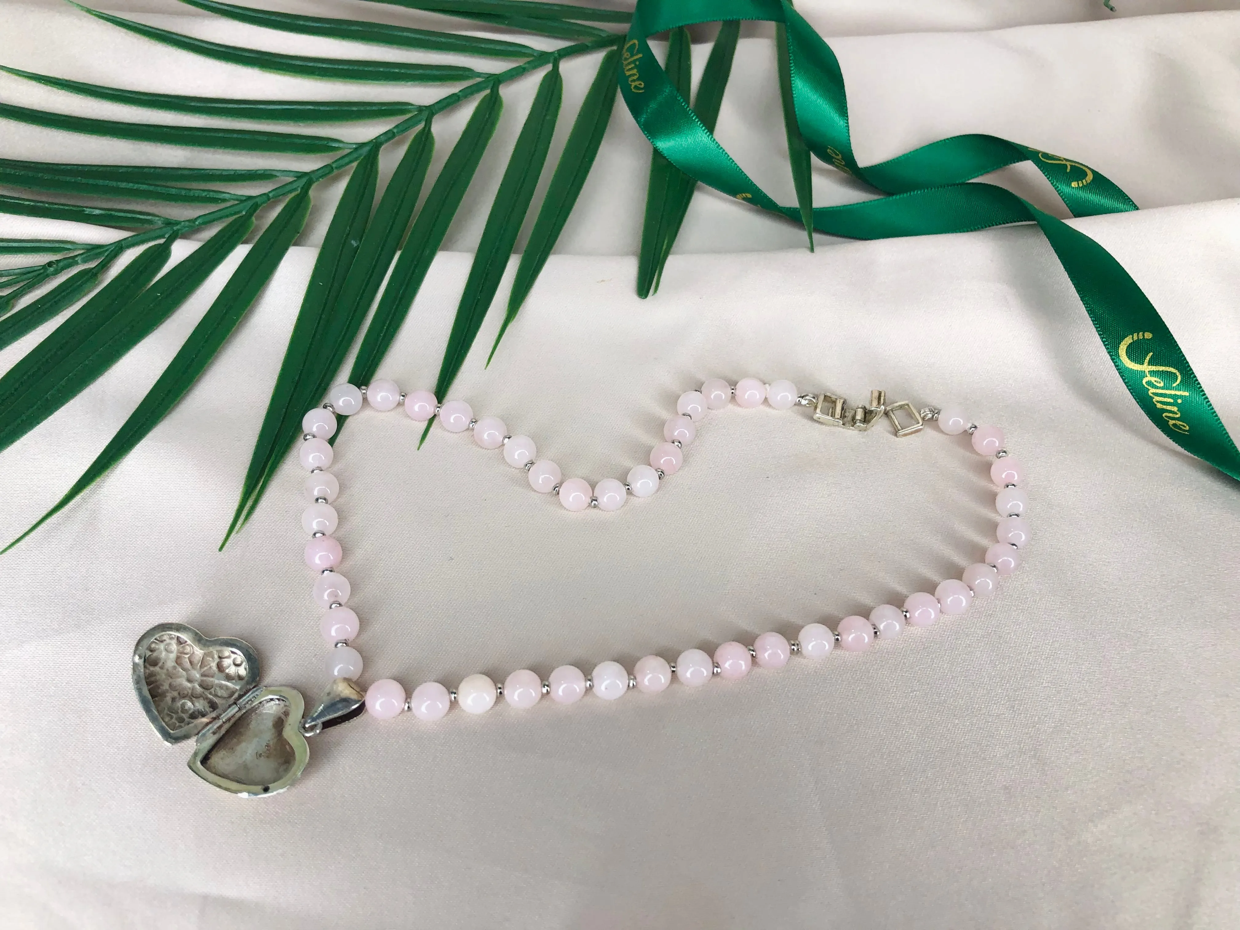 Leonie Rose Quartz Heart Locket Necklace