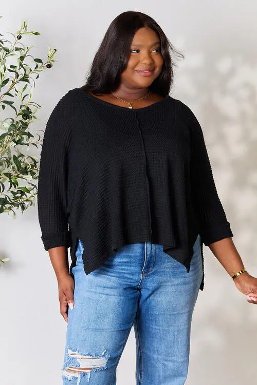 Let's Hang High-Low Slit Knit Top