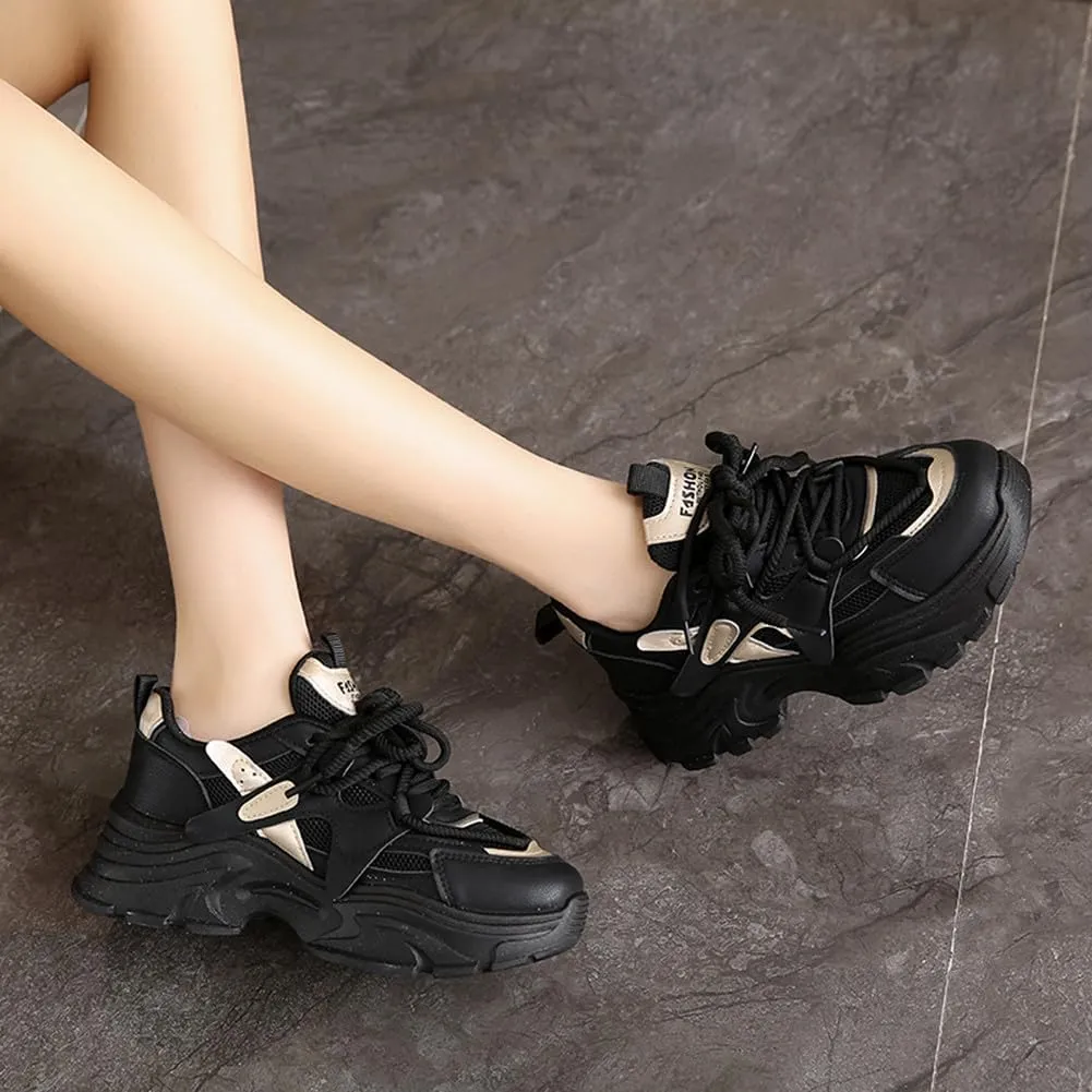 MAUGELY Women's Platform Mesh Casual Sports Shoes Fashionable Road-Running Walking Sneakers