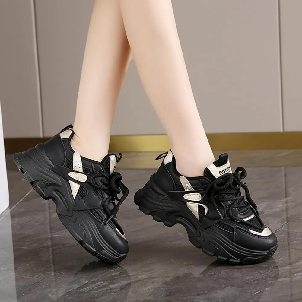 MAUGELY Women's Platform Mesh Casual Sports Shoes Fashionable Road-Running Walking Sneakers