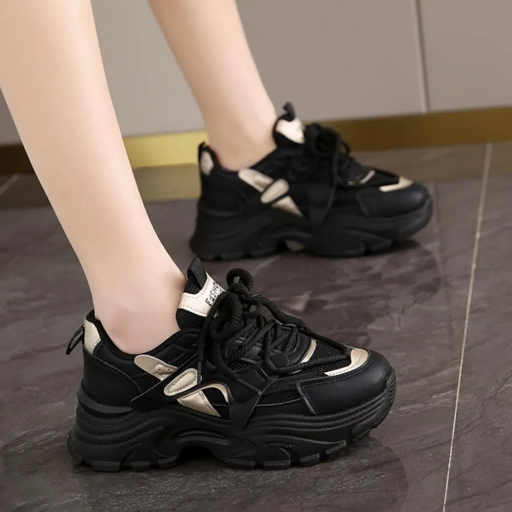 MAUGELY Women's Platform Mesh Casual Sports Shoes Fashionable Road-Running Walking Sneakers