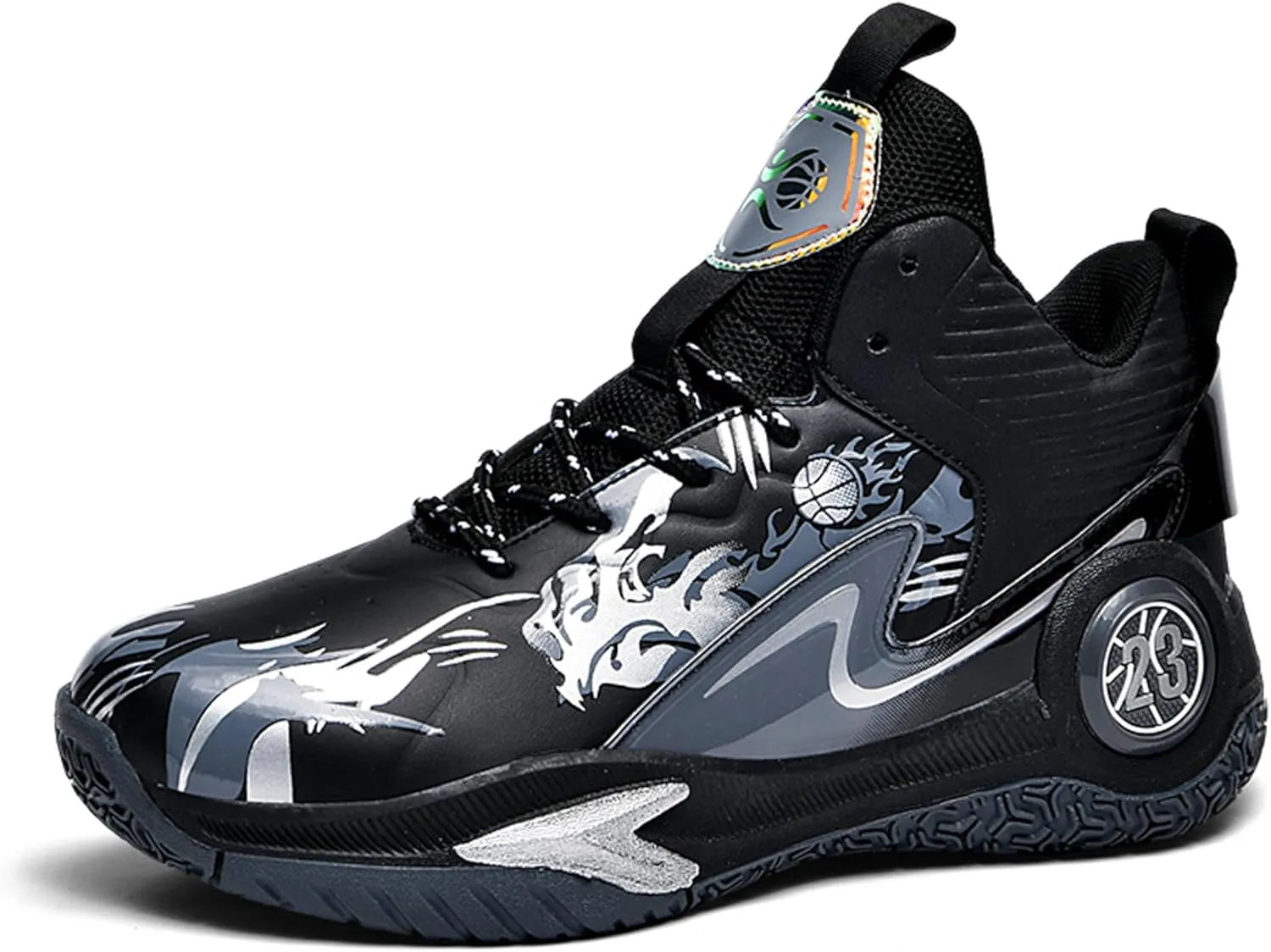 Men's Basketball Shoes Anti-Slip and Wear-Resistant Soles Running Shoes Graffiti Design Fashionable Sports Shoes