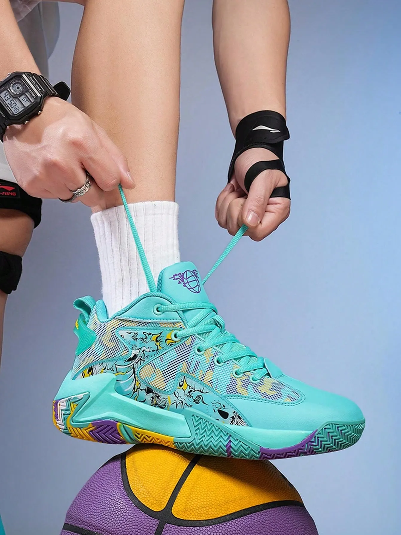 Men's Sports Shoes With Rubber Sole For All Seasons, Basketball Shoes, Large Size, Street Style, Breathable And Fashionable(Random Sole Pattern)