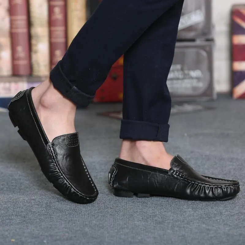 New Men's Loafers Shoes Simple Solid Color Driving Loafers PU Leather Anti-Slip Lightweight Flexible Prom Fashion Slip-ons