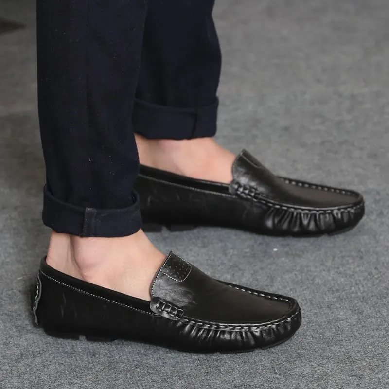 New Men's Loafers Shoes Simple Solid Color Driving Loafers PU Leather Anti-Slip Lightweight Flexible Prom Fashion Slip-ons