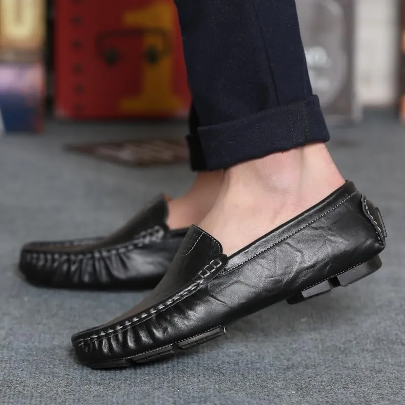 New Men's Loafers Shoes Simple Solid Color Driving Loafers PU Leather Anti-Slip Lightweight Flexible Prom Fashion Slip-ons