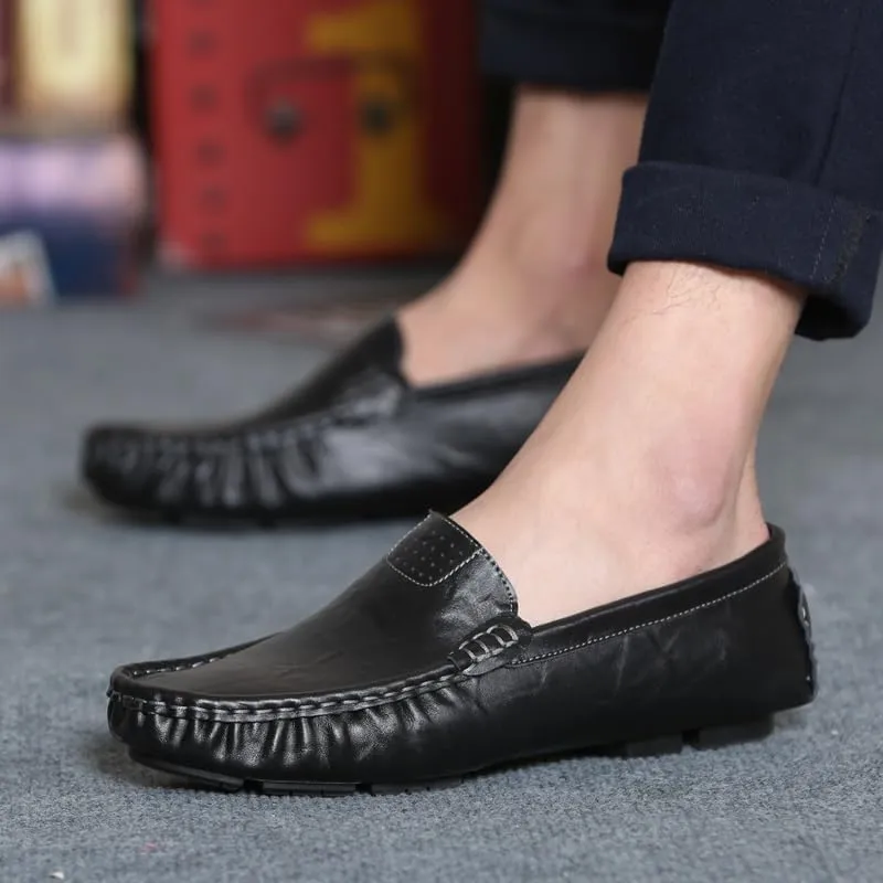 New Men's Loafers Shoes Simple Solid Color Driving Loafers PU Leather Anti-Slip Lightweight Flexible Prom Fashion Slip-ons