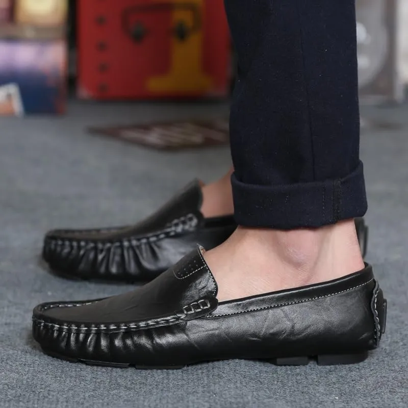 New Men's Loafers Shoes Simple Solid Color Driving Loafers PU Leather Anti-Slip Lightweight Flexible Prom Fashion Slip-ons