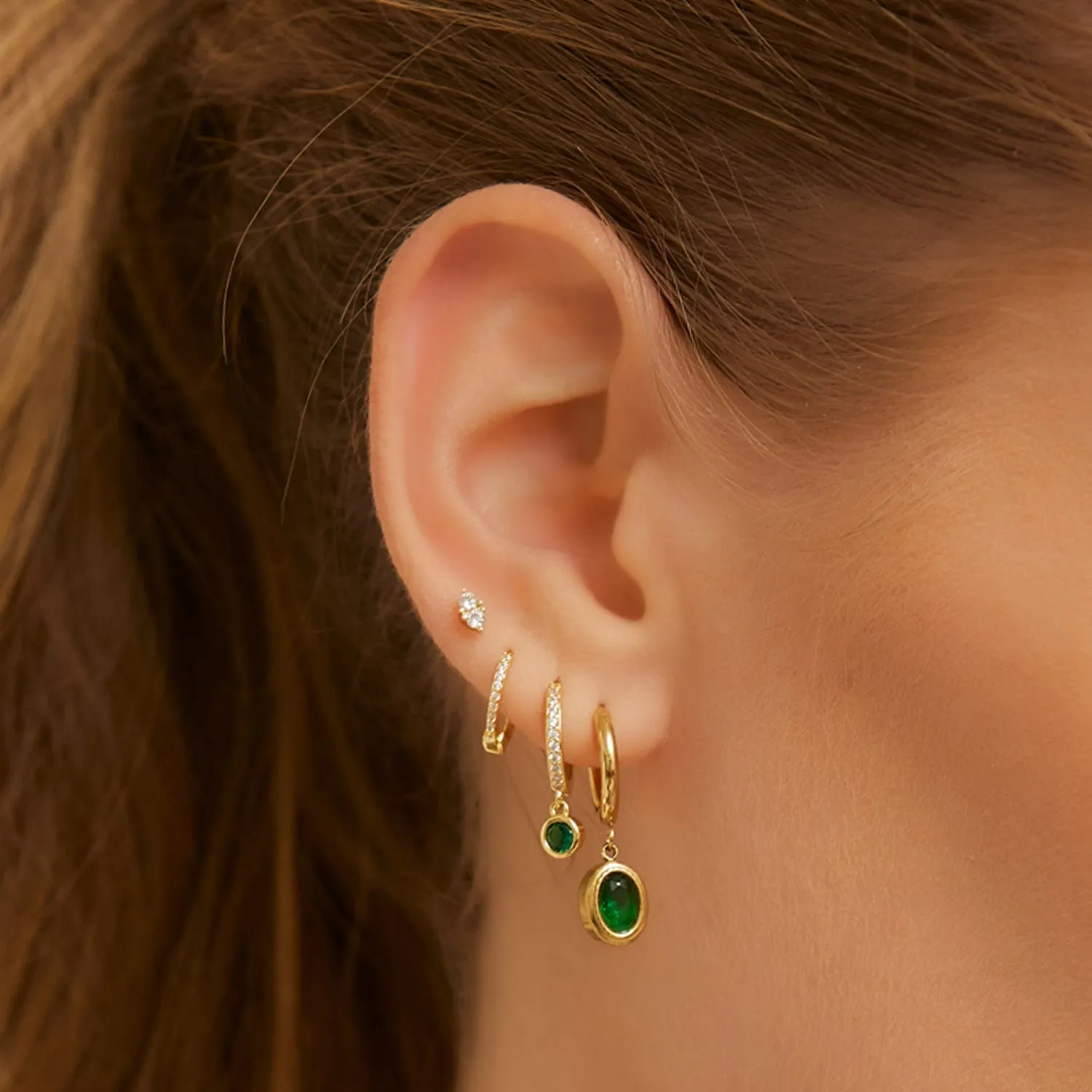 Rhodes Single Stacker Earring - Emerald