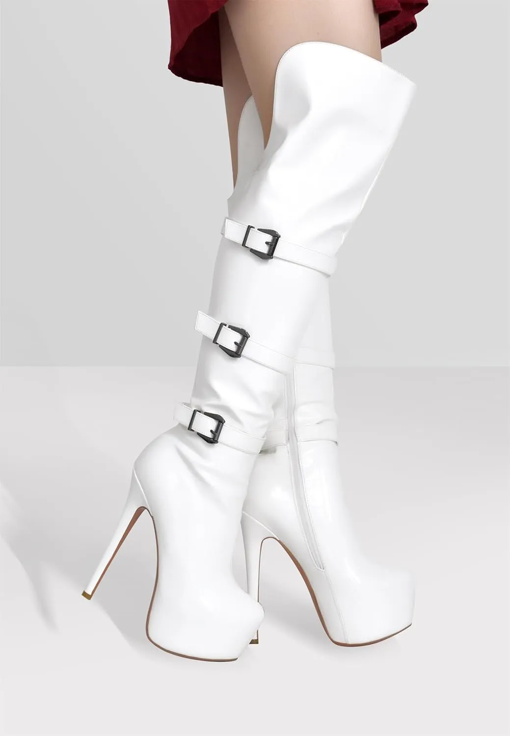 Richealnana Women's Platform Lace Up Side Zipper Over the Knee High Boots