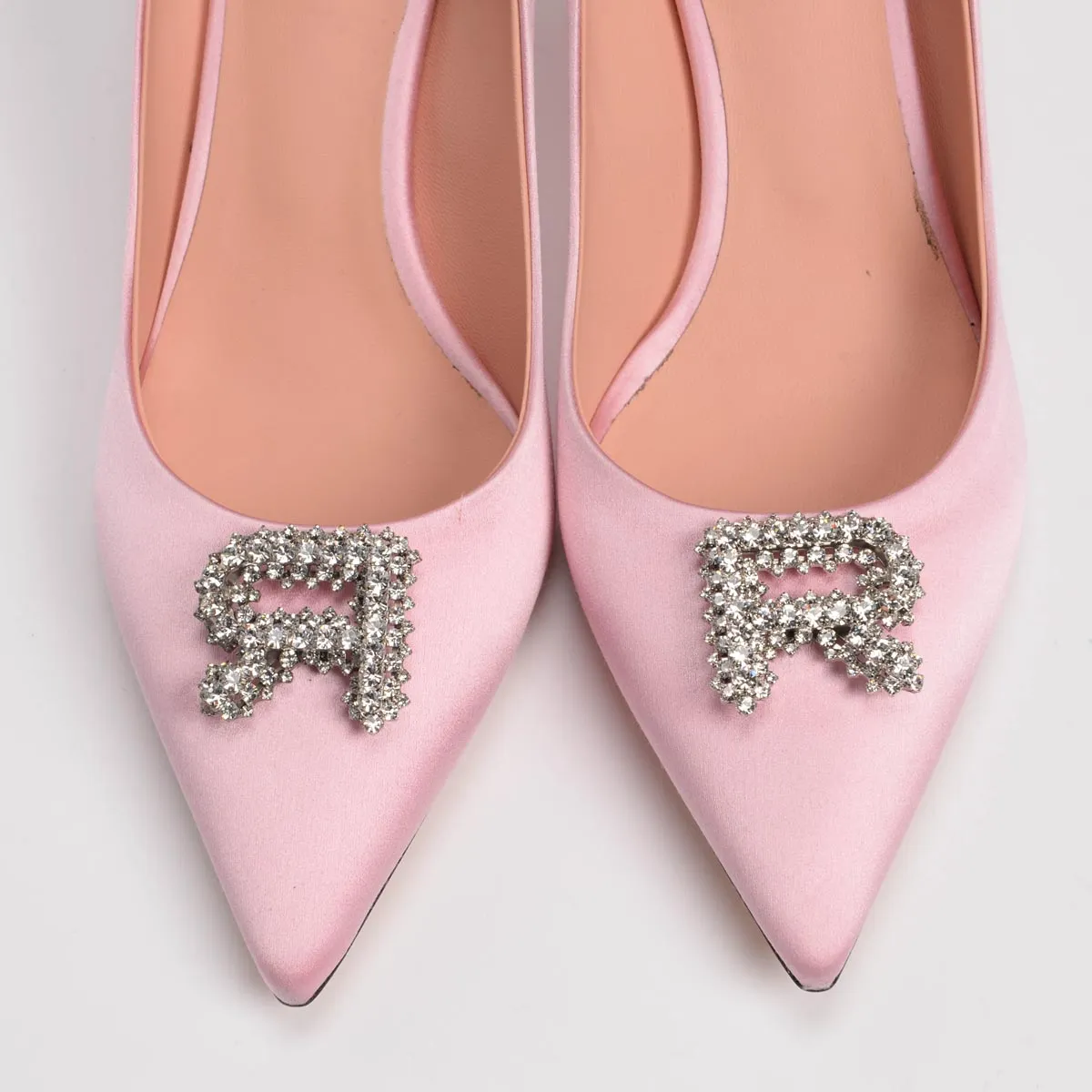 Rochas Pink Satin R-Crystal Pumps 41