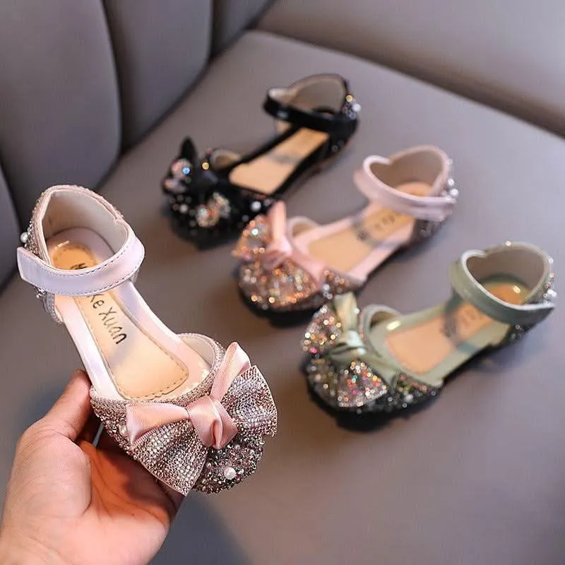 Shining Princess Shoes Cute Bow Crystal Shoes