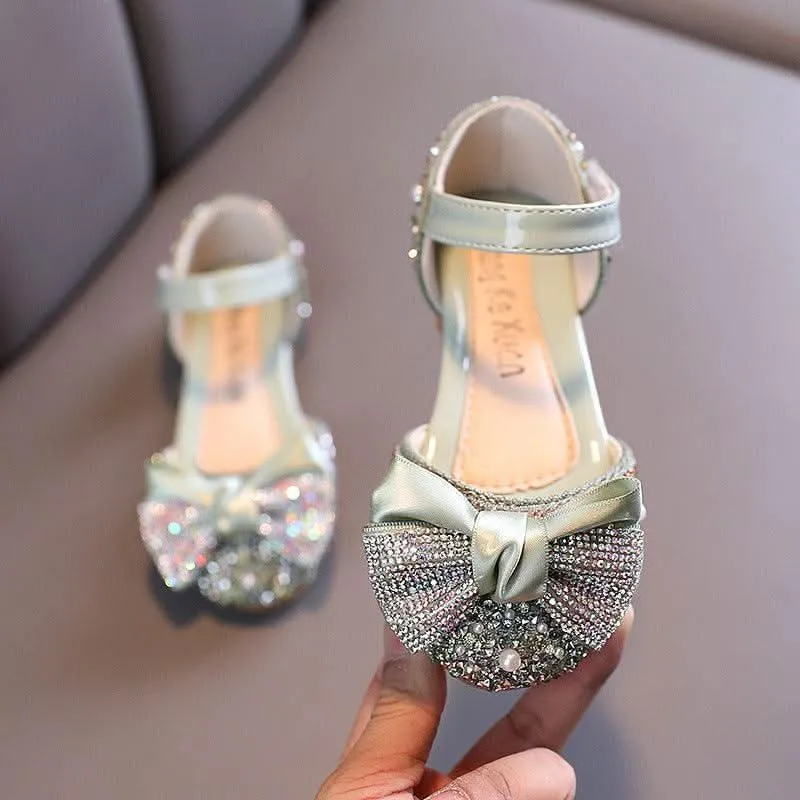 Shining Princess Shoes Cute Bow Crystal Shoes