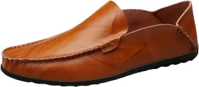 Shoes Smoking Loafer for Men Genuine Leather Round Toe Stitching Details Classic Resistant Soft Comfortable Driving Slip On for Any Attire