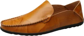 Shoes Smoking Loafer for Men Genuine Leather Round Toe Stitching Details Classic Resistant Soft Comfortable Driving Slip On for Any Attire