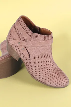 Soda Strappy Perforated Suede Moto Ankle Boots