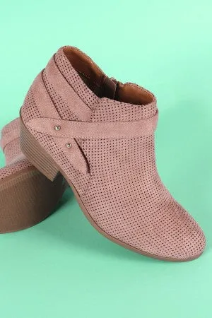 Soda Strappy Perforated Suede Moto Ankle Boots