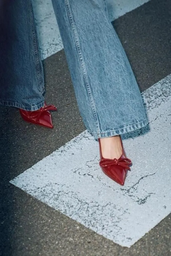 Women Pumps Shoes, Slingback Heels for Women Closed Pointed Toe with Bow, Slip on Backless Stiletto Heels Wedding Dress Shoes