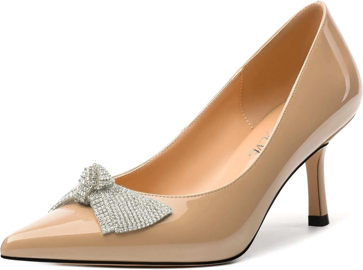 Women's Pumps,Pointed Closed Toe High Heels for Women,Rhinestone Bow Stiletto Pumps Wedding Party Dress Shoes