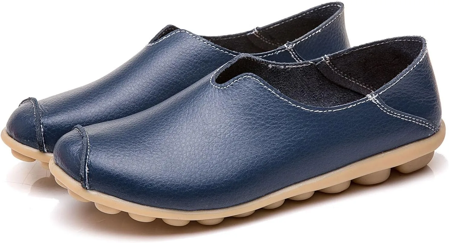 Women's Slip-On Loafers Lug Sole Non Slip Shoes Soft Lightweight Walking Driving Shoes Versatile Heeled Casual