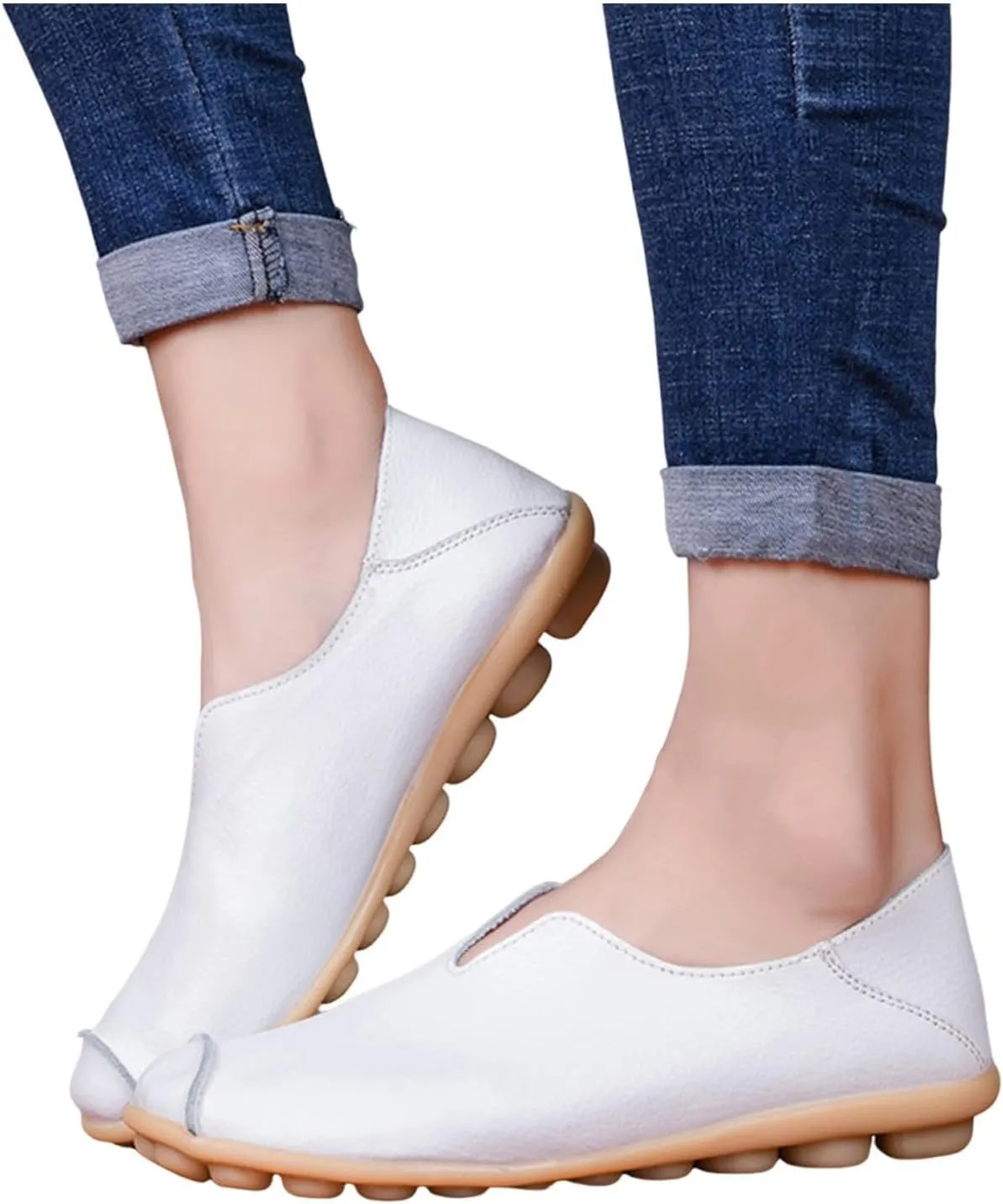 Women's Slip-On Loafers Lug Sole Non Slip Shoes Soft Lightweight Walking Driving Shoes Versatile Heeled Casual