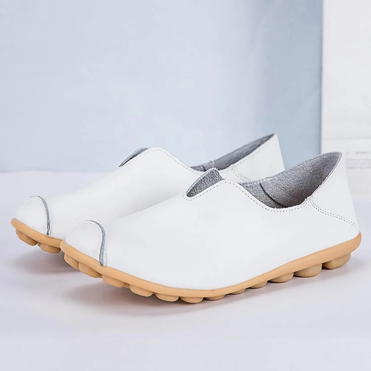 Women's Slip-On Loafers Lug Sole Non Slip Shoes Soft Lightweight Walking Driving Shoes Versatile Heeled Casual