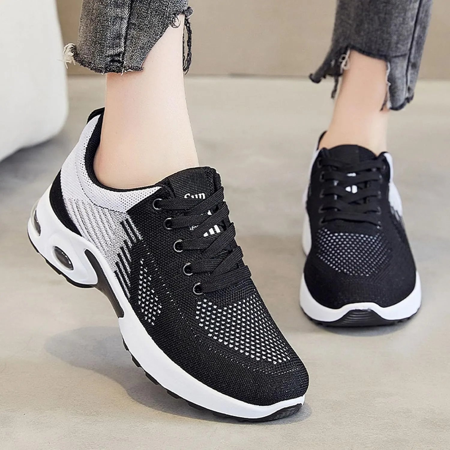 Womens Sneakers Arch Support Orthopedic Shoes Air Cushion Running Trainer Lightweight Tennis Athletic Walking Shoes Mesh Breathable Comfortable Fashion Gym Work Sneakers
