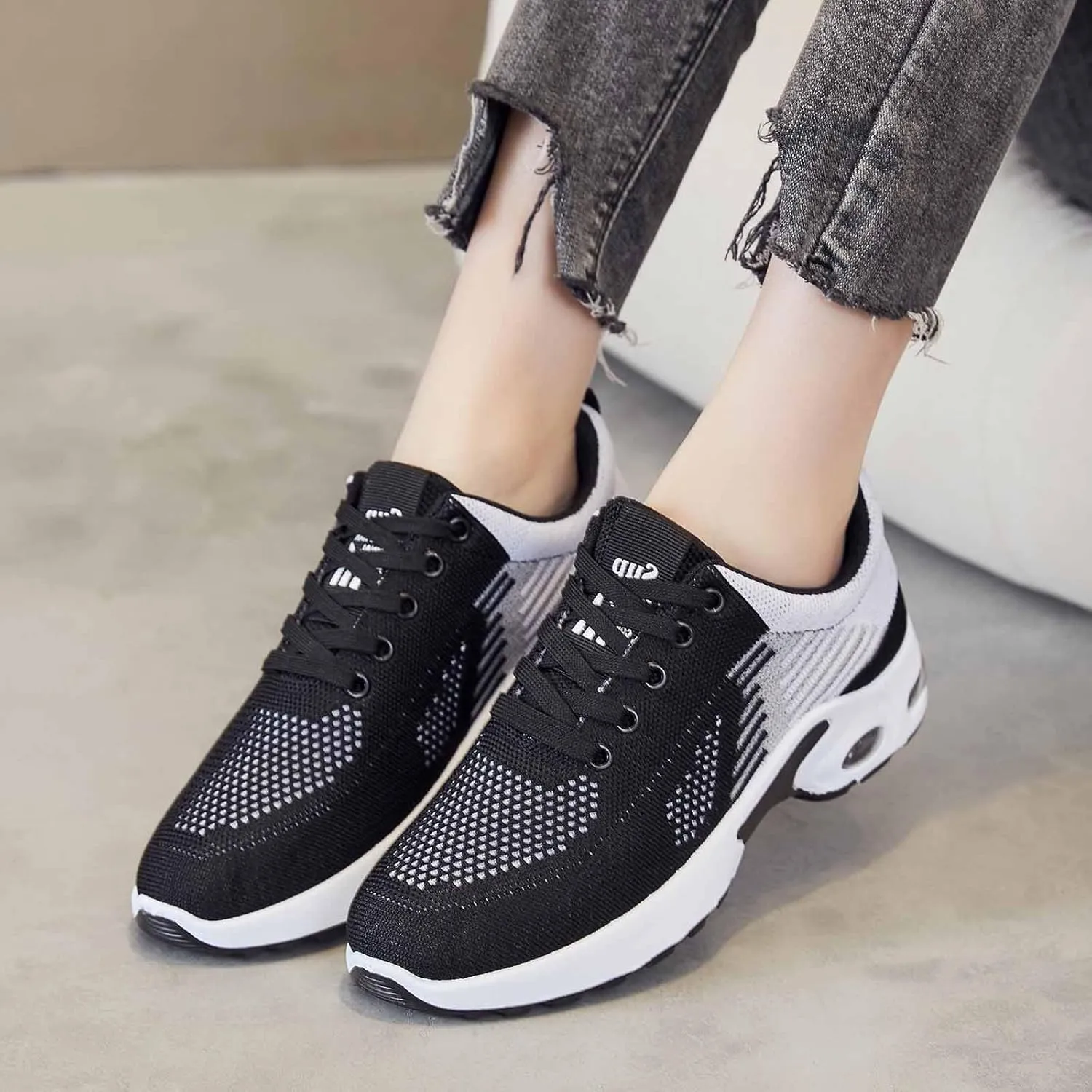 Womens Sneakers Arch Support Orthopedic Shoes Air Cushion Running Trainer Lightweight Tennis Athletic Walking Shoes Mesh Breathable Comfortable Fashion Gym Work Sneakers